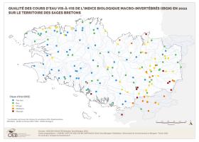 cours d'eau bretons vis-à-vis de l'indice macro-invertébrés (IBGN) en 2022