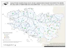 Qualité des cours d'eau bretons vis-à-vis de l'indice biologique macrophytes (IBMR) en 2016