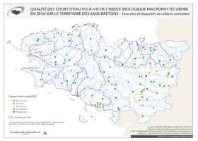 Qualité des cours d'eau bretons vis-à-vis de l'indice biologique macrophytes (IBMR) en 2016