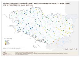 Qualité des cours d'eau bretons vis-à-vis de l'indice biologique macrophytes (IBMR) en 2021