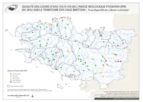Qualité des cours d'eau bretons vis-à-vis de l'indice poissons (IPR) en 2016