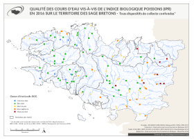 Qualité des cours d'eau bretons vis-à-vis de l'indice poissons (IPR) en 2016