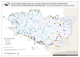 Qualité des cours d'eau bretons vis-à-vis de l'indice poissons (IPR) en 2018