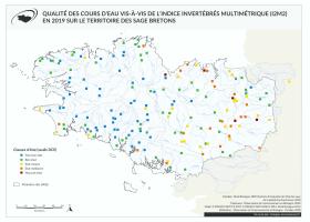 Qualité des cours d'eau bretons vis-à-vis de l'indice biologique invertébrés I2M2 en 2019