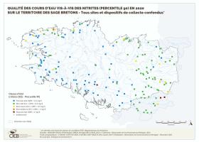 Qualité des cours d'eau bretons vis-à-vis des nitrites (Q90) en 2020
