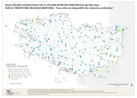 Qualité des cours d'eau bretons vis-à-vis des nitrites (Q90) en 2021