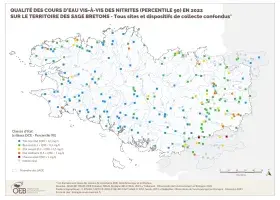 Qualité des cours d'eau bretons vis-à-vis des nitrites (Q90) en 2022