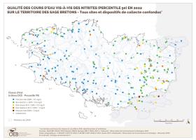 Qualité des cours d'eau bretons vis-à-vis des nitrites (Q90) en 2022