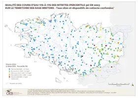Qualité des cours d'eau bretons vis-à-vis des nitrites (Q90) en 2023