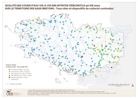 Qualité des cours d'eau bretons vis-à-vis des nitrites (Q90) en 2023