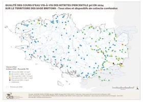 Qualité des cours d'eau bretons vis-à-vis des nitrites (Q90) en 2024