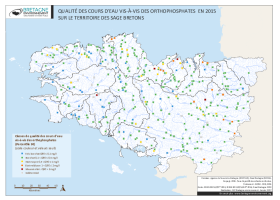 Qualité des cours d'eau bretons vis-à-vis des orthophosphates en 2015