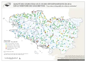 Qualité des cours d'eau bretons vis-à-vis des orthophosphates en 2016
