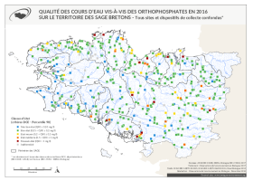 Qualité des cours d'eau bretons vis-à-vis des orthophosphates en 2016