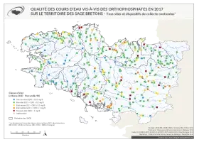 Qualité des cours d'eau bretons vis-à-vis des orthophosphates en 2017