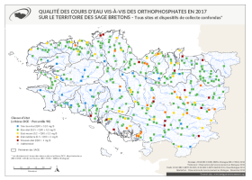 Qualité des cours d'eau bretons vis-à-vis des orthophosphates en 2017