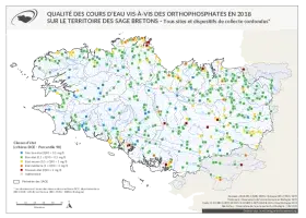 Qualité des cours d'eau bretons vis-à-vis des orthophosphates en 2018