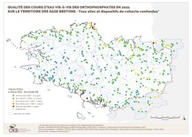  Qualité des cours d'eau bretons vis-à-vis des orthophosphates en 2021