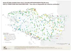  Qualité des cours d'eau bretons vis-à-vis des orthophosphates en 2022