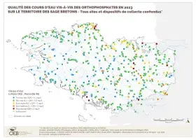 Qualité des cours d'eau bretons vis-à-vis des orthophosphates en 2023