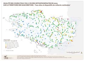 Qualité des cours d'eau bretons vis-à-vis des orthophosphates en 2023