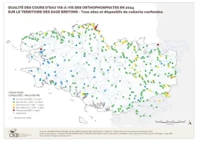Qualité des cours d'eau bretons vis-à-vis des orthophosphates en 2024