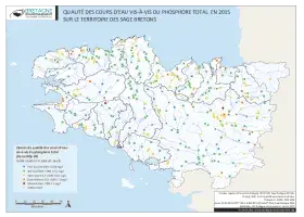 Qualité des cours d'eau bretons vis-à-vis du phosphore total en 2015