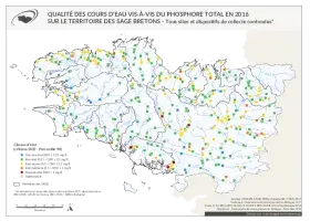 Qualité des cours d'eau bretons vis-à-vis du phosphore total en 2016
