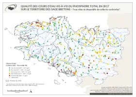 Qualité des cours d'eau bretons vis-à-vis du phosphore total en 2017