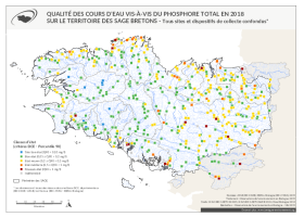 Qualité des cours d'eau bretons vis-à-vis du phosphore total en 2018