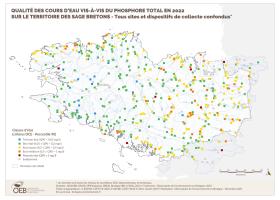 Qualité des cours d'eau bretons vis-à-vis du phosphore total en 2022