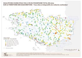 Qualité des cours d'eau bretons vis-à-vis du phosphore total en 2023