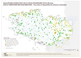 Qualité des cours d'eau bretons vis-à-vis du phosphore total en 2024