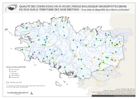 Qualité des cours d'eau bretons vis-à-vis de l'indice biologique macrophytes (IBMR) en 2018
