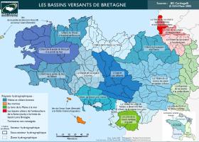 Les bassins versants (secteurs hydrographiques) en Bretagne