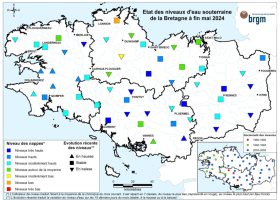 Etat des nappes d'eau souterraine de la Bretagne à fin mai 2024