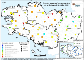 Etat des nappes d'eau souterraine de la Bretagne à fin juillet 2025 Etat des nappes d'eau souterraine de la Bretagne à fin juillet 2025