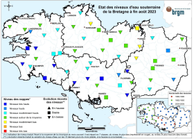 Etat des nappes d'eau souterraine de la Bretagne à fin août 2023