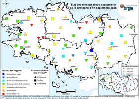 Etat des nappes d'eau souterraine de la Bretagne à fin septembre 2025