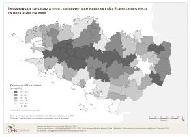 Émissions de gaz à effet de serre par habitant par EPCI en 2020