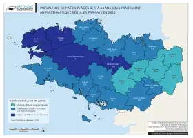 Prévalence de patients sous traitement anti-asthmatique par pays en 2012