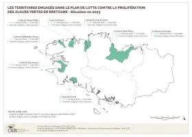 Les territoires engagés dans le plan de lutte contre la prolifération des algues vertes - Situation en 2023