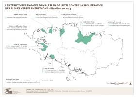 Les territoires engagés dans le plan de lutte contre la prolifération des algues vertes - Situation en 2023