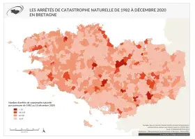 Nombre d'arrêtés de catastrophe naturelle de 1982 à 2020
