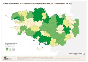 Consommation de bois de chauffage domestique par EPCI en Bretagne en 2022