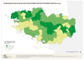 Consommation de bois des chaufferies par EPCI en Bretagne en 2022