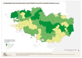 Consommation de bois des chaufferies par EPCI en Bretagne en 2022