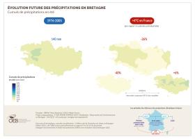 Évolution future des précipitations en Bretagne - Cumuls de précipitations en été