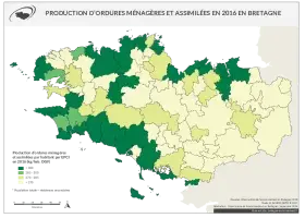 Production d'ordures ménagères et assimilées en 2016
