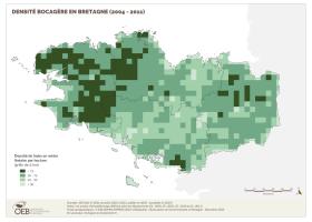 Densité bocagère en Bretagne (2004-2011)